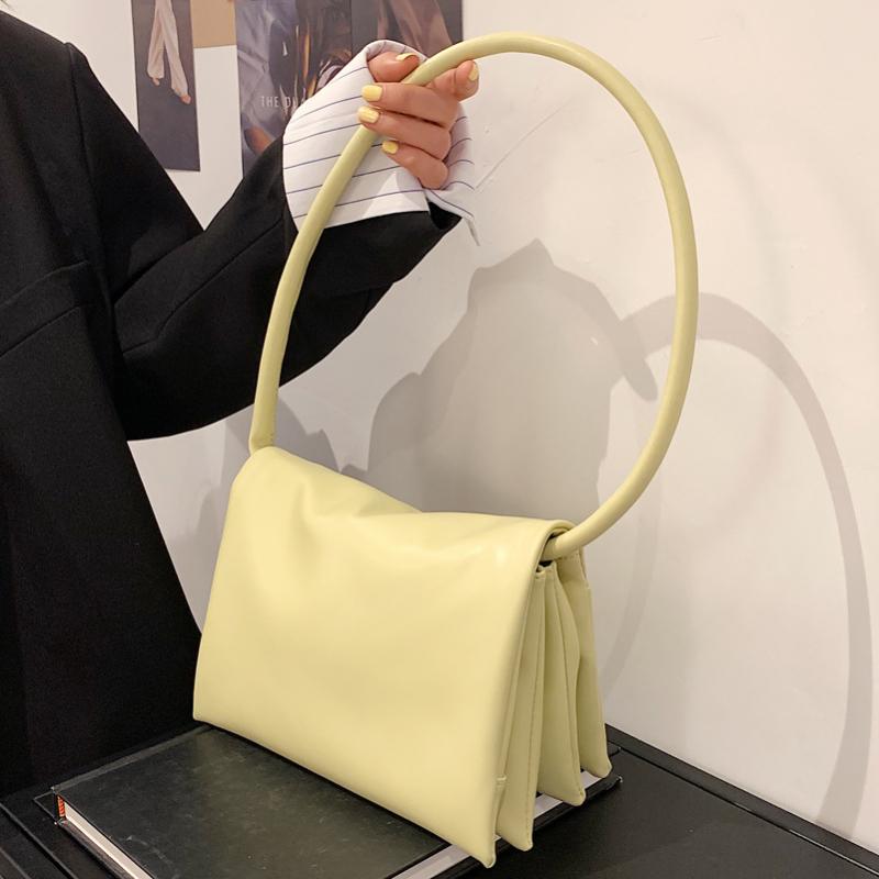 Candy Colors Armpit Shoulder Bags for Women Solid Color Soft Pu Leather Women's Handbag Travel Tote