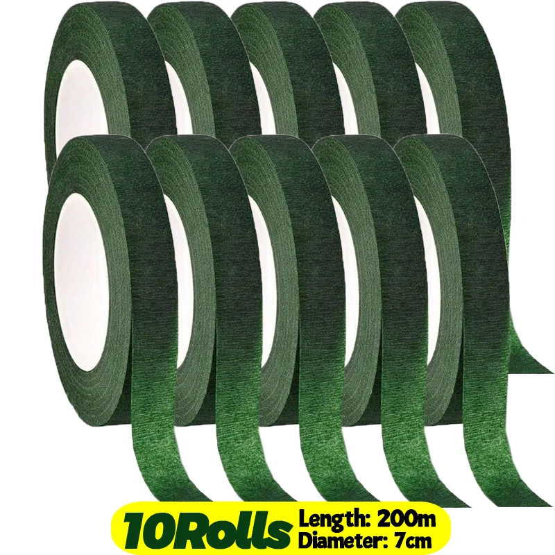 1/20 rollos de cintas florales de ramo verde, cinta autoadhesiva de papel para envolver estambres, decoración de flores DIY para accesorios de de boda de floristería: Castaño