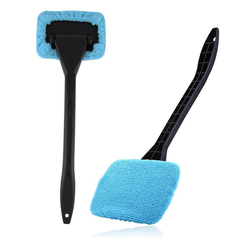 Kit de cepillo limpiador de ventanas de coche, herramienta de lavado de parabrisas Interior, limpiaparabrisas de vidrio automático con mango largo, accesorios para automóviles: Verde