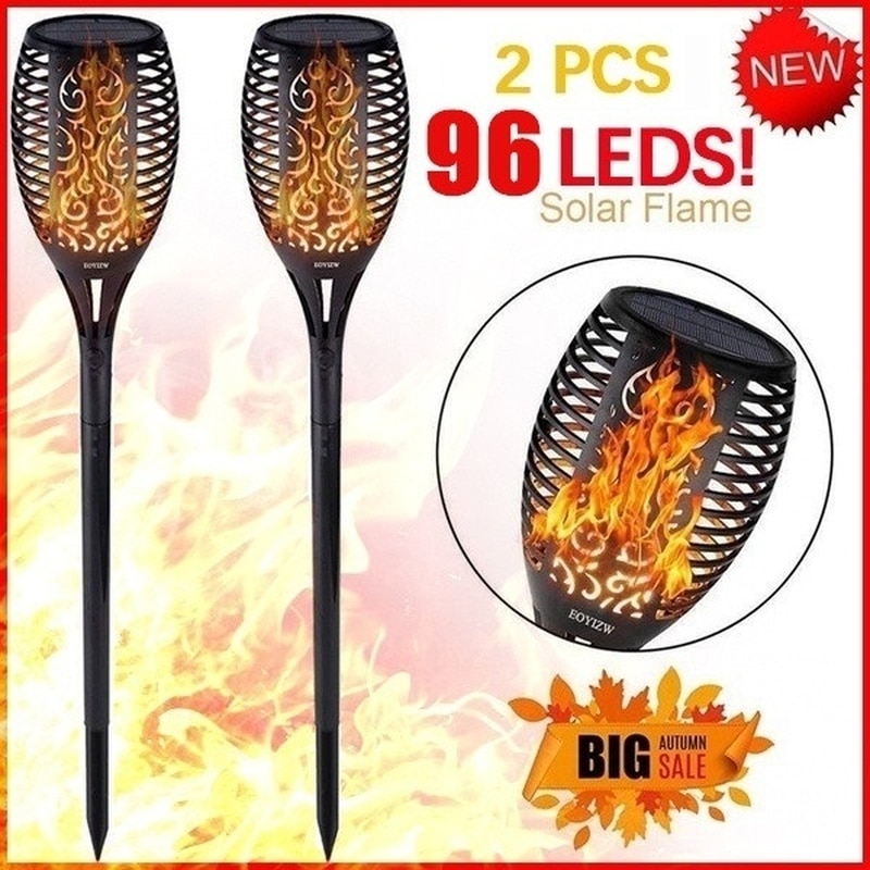 96 LED Solar Tiki Torch Outdoor Waterproof Flame Lights Lantern Lamp Garden Pathways Yard Patio Torch Lights Decor