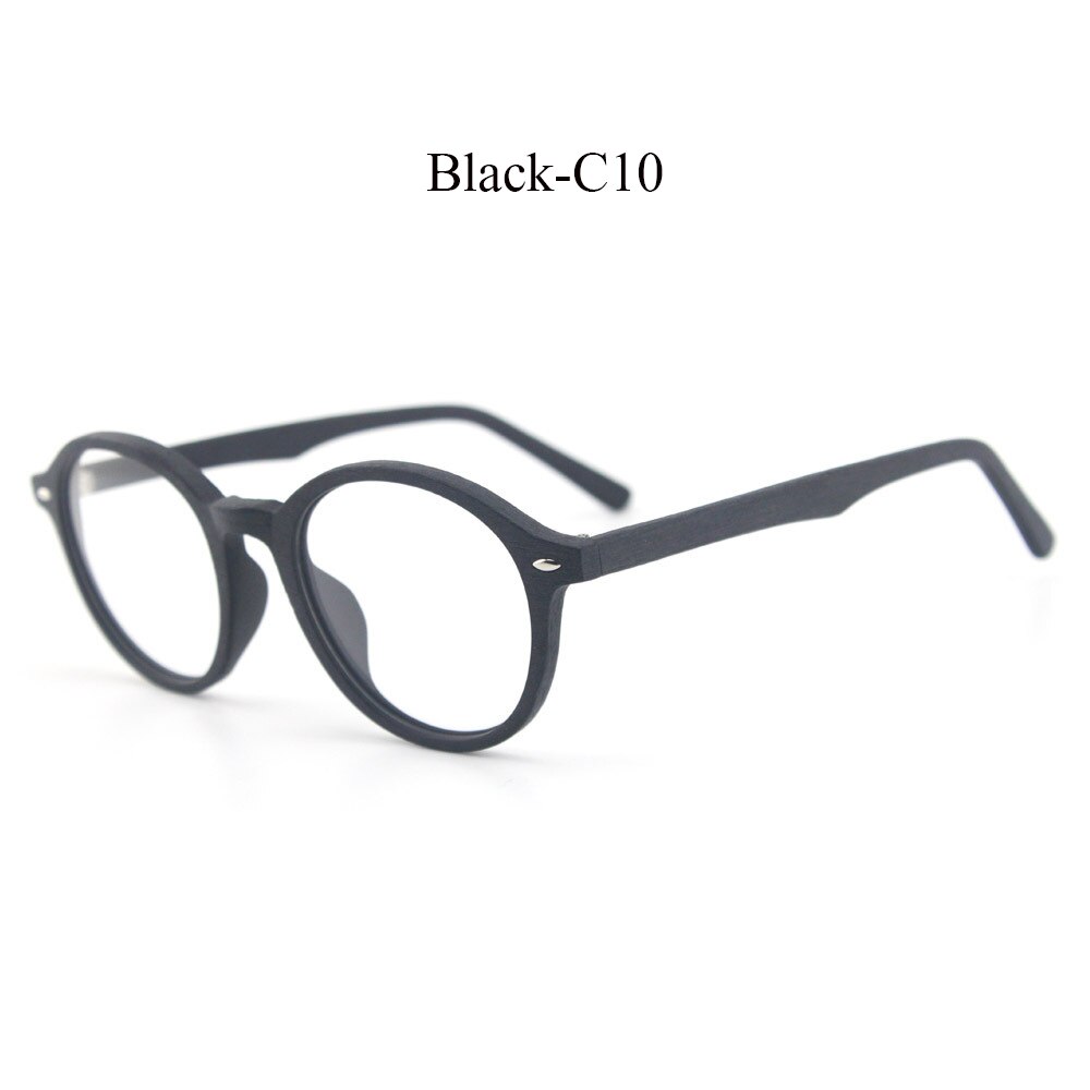 Retro runde træ briller ramme mænd kvinder optiske nærsynethed briller recept briller med klare linser briller rammer: C10