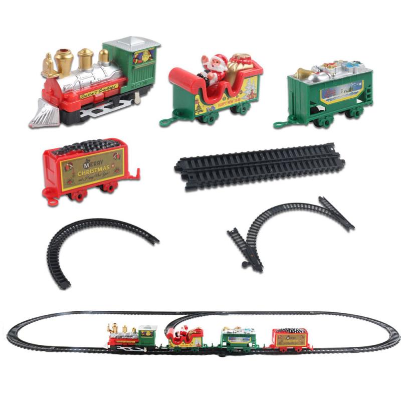 Kerst Elektrische Trein Mini Kerstman Rail Auto Gebouw Speelgoed Creatieve Kerstboom Xmas Decor Kid Speelgoed