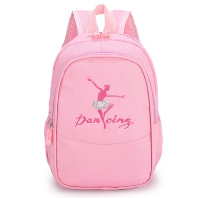 Children Ballet Dance Bags For Girls Embroidered Canvas Gymnastic Sport Backpack Kids Large Capacity Princess Package: Pink