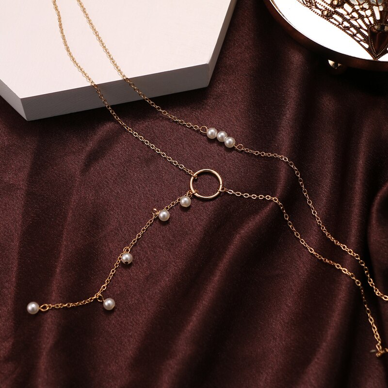 Multilayered Pearl Pendant Choker Necklace for Women Boho Sweater Chain Jewelry Female Accessories AM6058