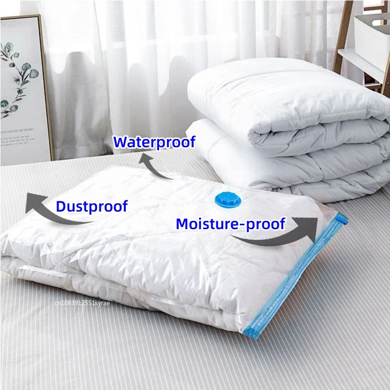 3/5PCS Vacuum Storage Bags For Clothes,Bedding,Space Saving Bags Storage Vacuum Seal Packet,Folding Compressed Organizer Bag: XL / Red