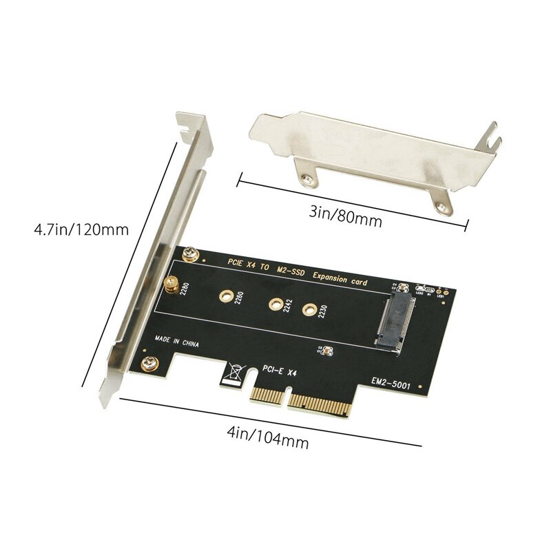 M.2 Nvme Ssd Ngff zu Pcie 3,0 X4/X8/X16 Adapter & PWM Fan Hub, 4-Stift Computer CPU / Energie Multiplexer Stecker Kabel