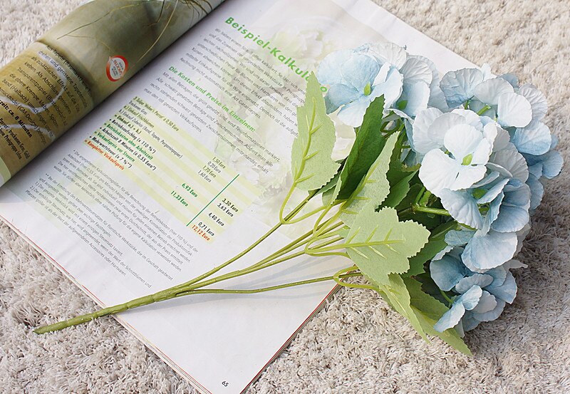 5 gaffel/bundt hortensia bryllup brude tilbehør oprydning blomster væg dekorative blomster kunstige planter vaser til hjemmet
