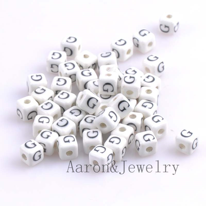heißer Weiß A-Z Gemischte Buchstaben Alphabet Würfel Keramik Buchstaben Perlen passen Schmuck machen 8mm 10 stücke YKL0355X: Himmel Blau