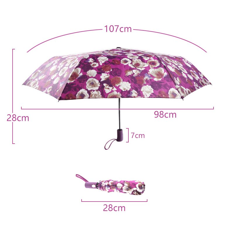 Flower Automatic Umbrella Rain Women Men 3Fold Light and Durable Strong Colourful Umbrellas Kids Rainy Sunny