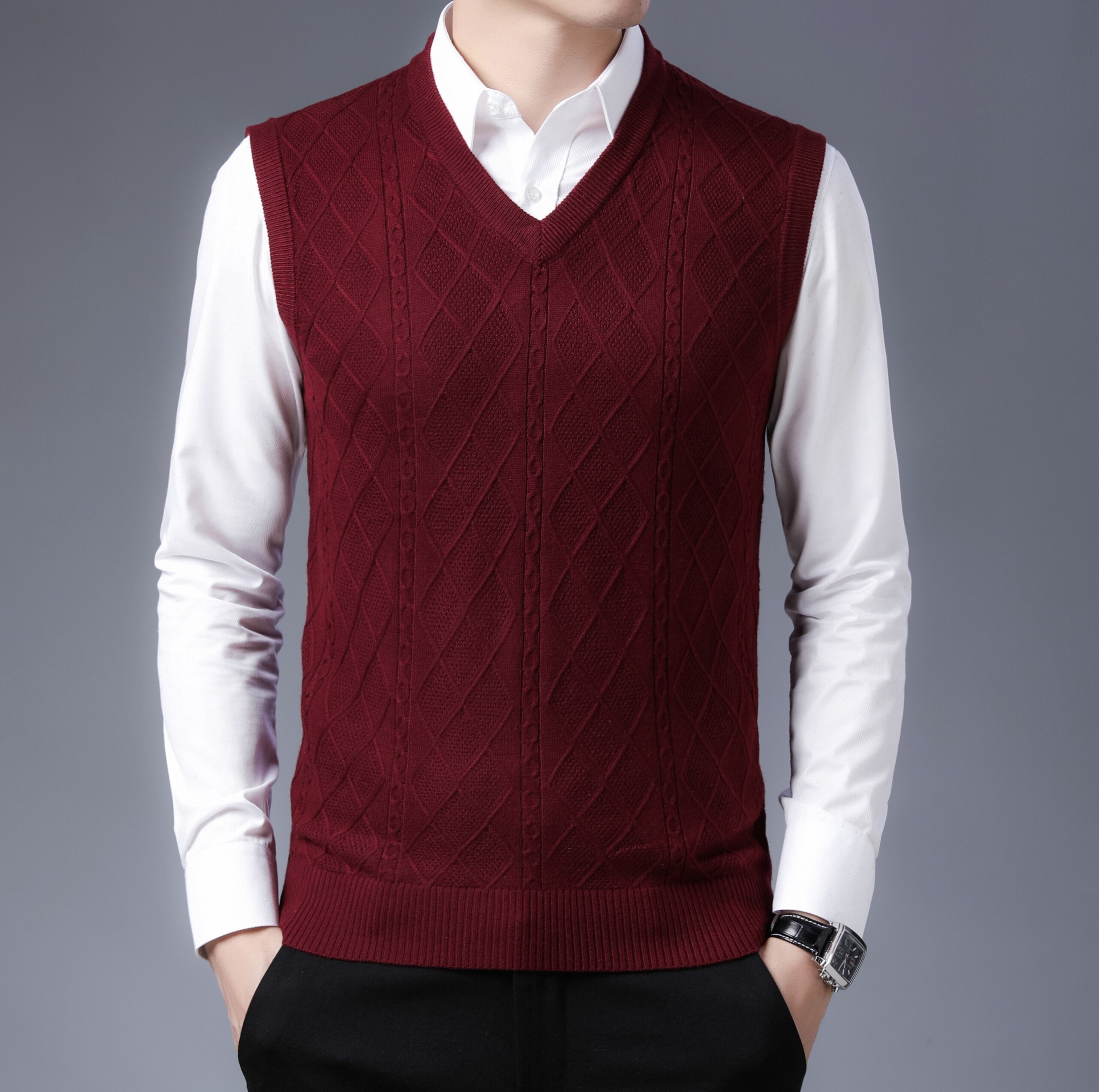 Heren gestreepte casual effen gebreide trui vest pullover heren truien v-hals slim fit truien gebreide trui heren