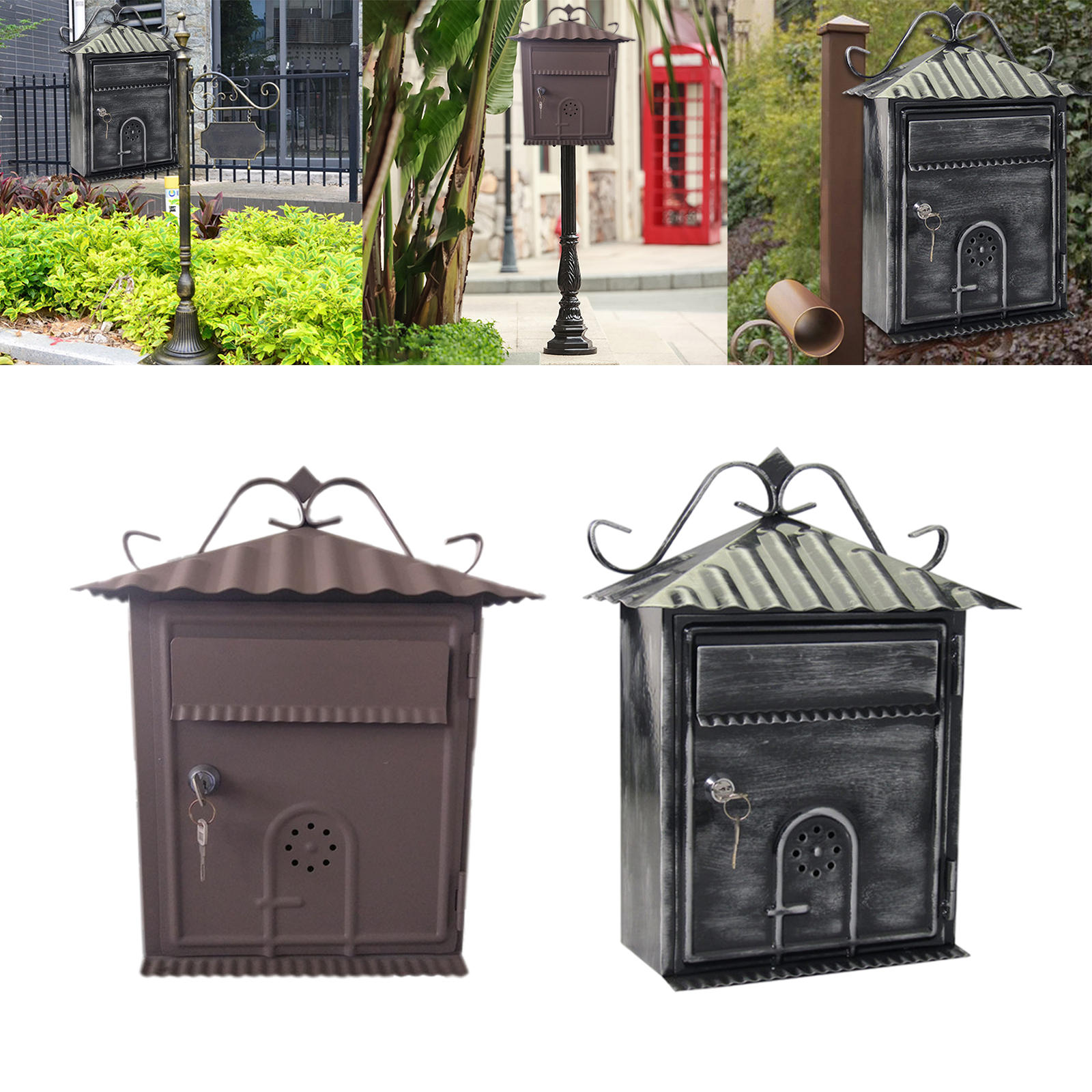 Post Letter Box Mailbox Locking Mail Organizer for Front Porch Office Hallway Post Newspaper Apartment