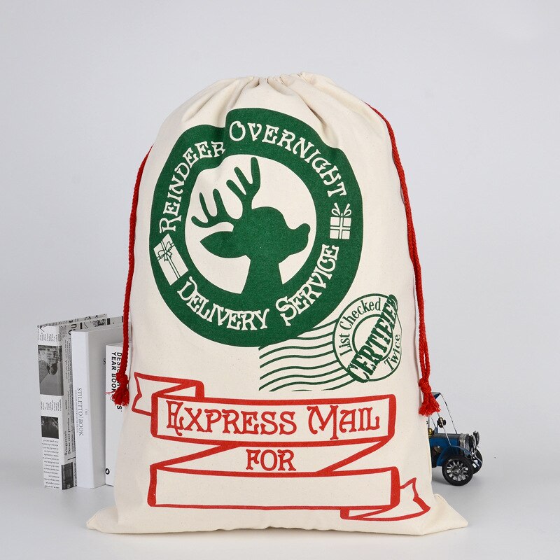 Doreenbox Kerstcadeaus Zak Katoenen Canvas Trekkoord Opbergtas Leuke Cartoon Zakken Kerstcadeau Voor Kinderen 50x7 0Cm/45X63Cm 1Pc: 9