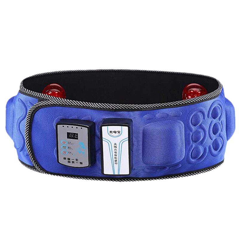 Intelligent USB Rechargeable EMS Fitness Trainer Belt Electrical Muscle Stimulator Vibrating Slimming Belt: Blue