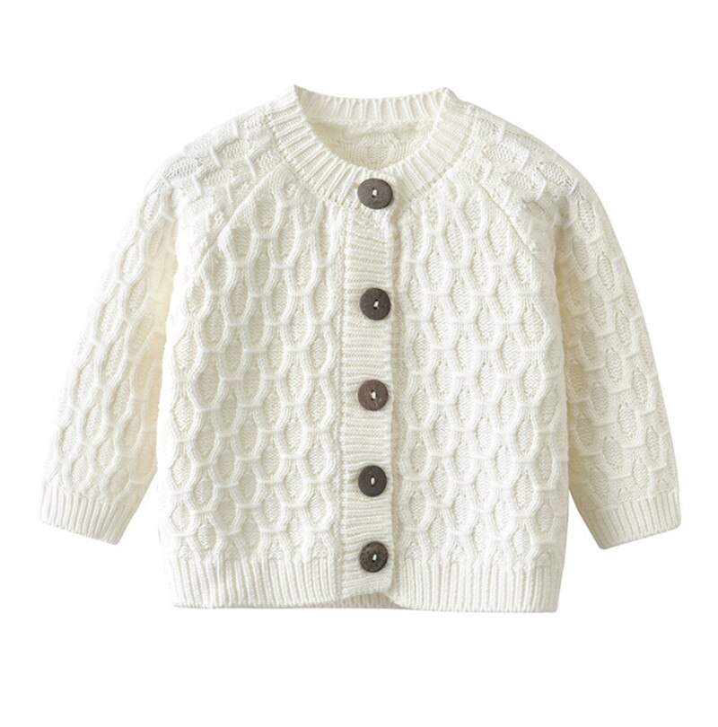 Herfst Winter Baby Gebreide Vest Truien Peuter Lange Mouwen Ronde Hals Button Up Trui Uitloper Meisjes Jongens Kleding: Beige / 18m