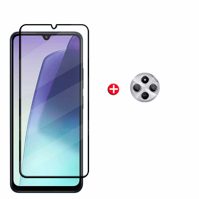 6 en 1 para Redmi 14C vidrio Xiaomi Redmi 14C vidrio templado 9H HD cubierta protectora completa pegamento Protector de pantalla Redmi 14C Len Glass: Castaño