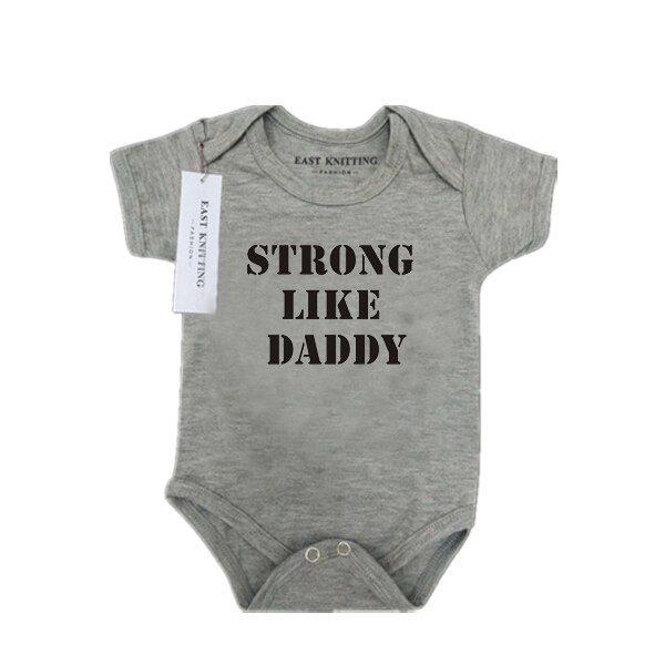 DERMSPE Summer Gray Newborn Toddler Infant Baby Boys Girls Cotton Short Sleeve Strong Like Daddy Romper Jumpsuit Baby Clothes: 24M