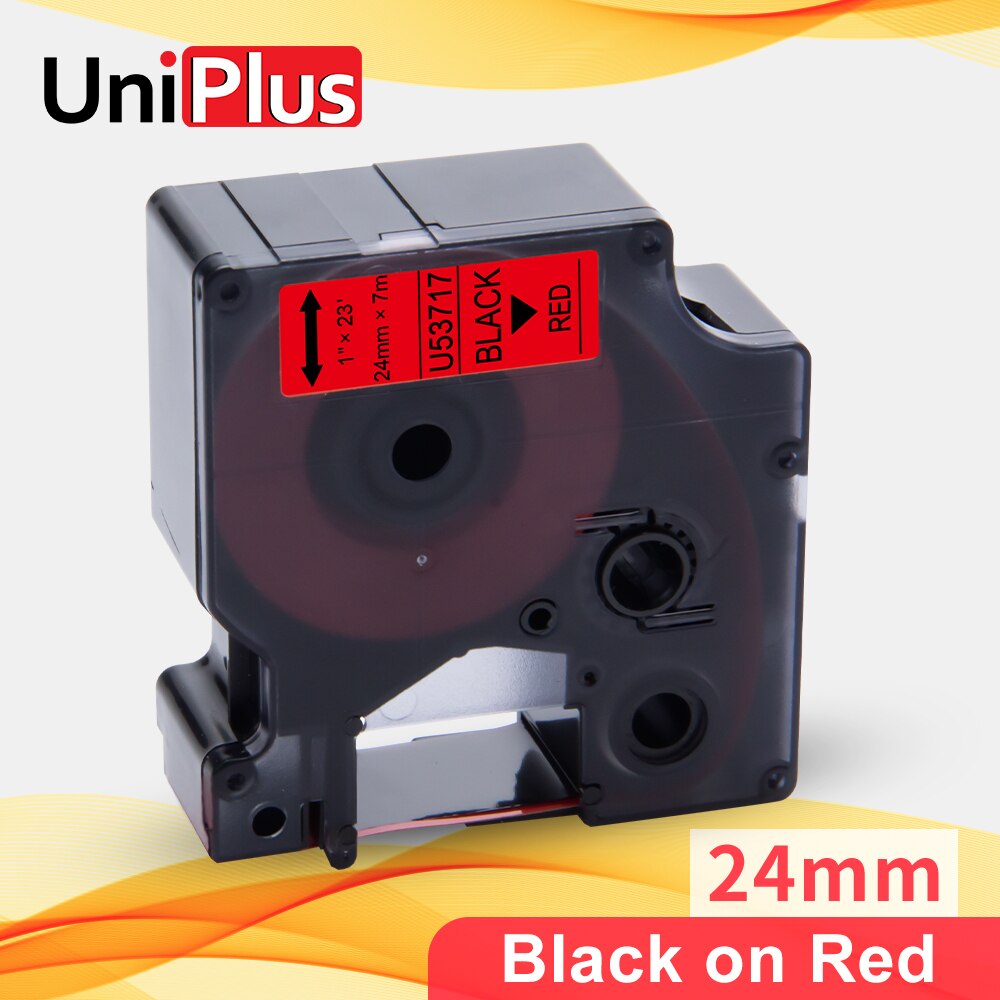 UniPlus 53713 Black on White 24mm Label Tape Compatible Dymo Tape D1 Label Maker for Dymo Label Printer Labeller LW450 LM500TS: Black on Red