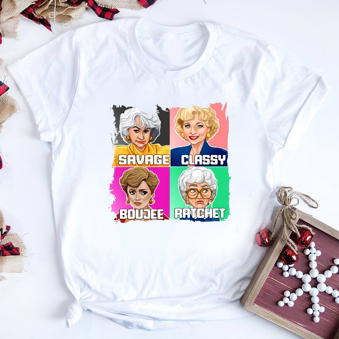 Savage – Tee-Shirt pour filles dorées, humoristique, classe, Boujee, rachetet, avec télévision des années 80, Sitcom, pour meilleur ami