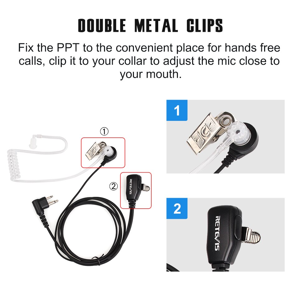 Retevis 10pcs Walkie Talkie Headset voor Transceiver Akoestische Buis Oortjes PTT MICROFOON Voor Motorola DP1400/GP2000/CP200/040 voor HYT