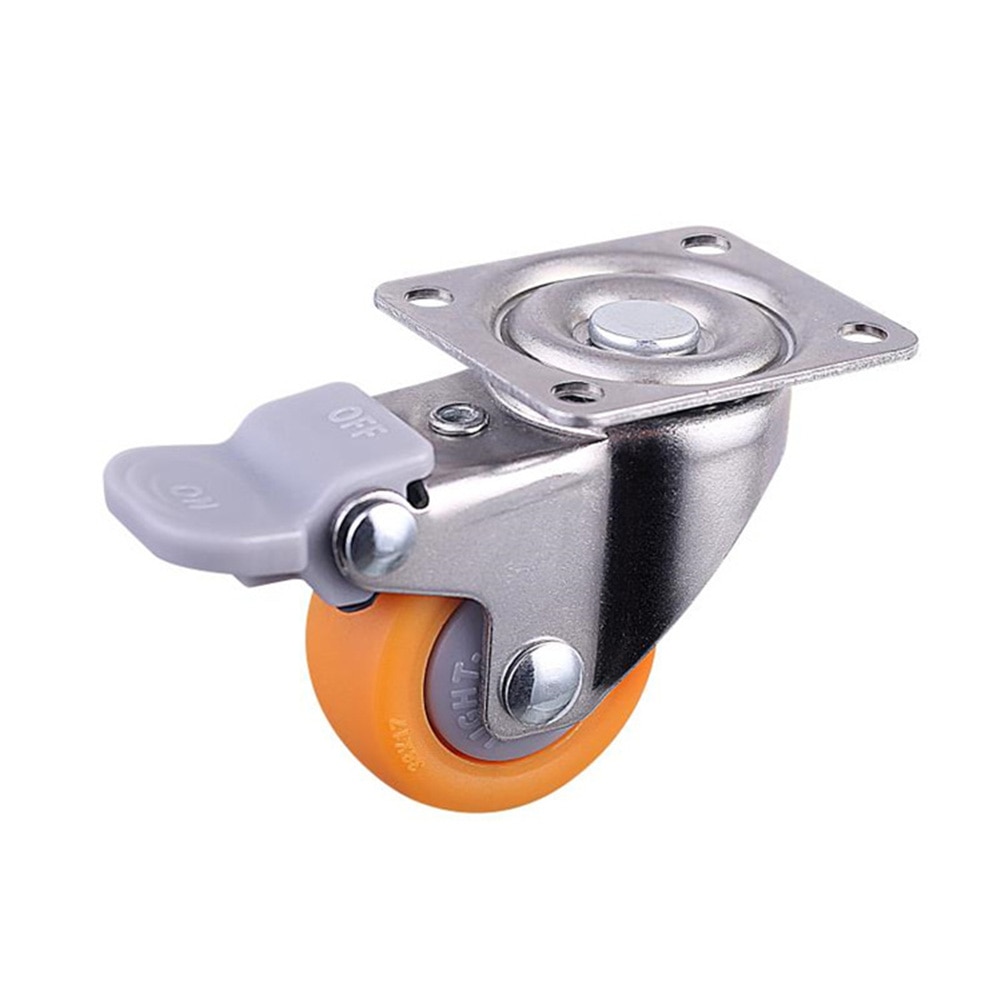 1 inch Heavy Duty 120kg Orange Swivel Castor Wheels Trolley Ultra Quiet Nylon Castor Wheels Furniture Caster with Screw Brake