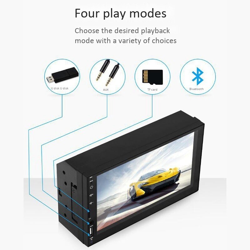 2 Din Car Radio 7 inch HD Press Sn Player Android Auto Carplay Multimedia MP5 FM/USB/AUX/Bluetooth Car o for Rear Camera