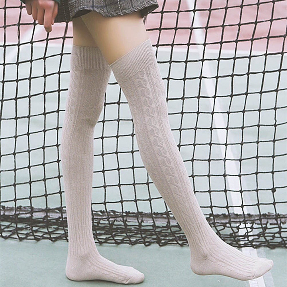 Kvinder pige vinter over knæ høje sokker benvarmere strik bløde lår høje lange sokker benvarmere blød slankende