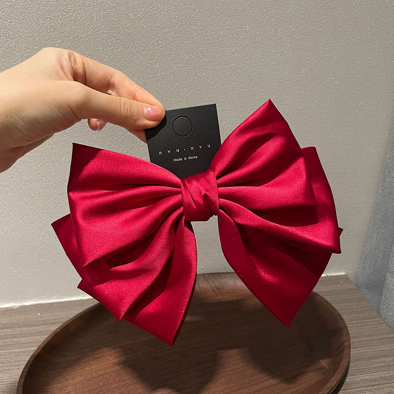 Grampo de cabelo grande laço para mulheres, monocromático cetim rabo de cavalo hairpin, streamer vermelho elegante, acessórios simples para meninas, moda: ROXO