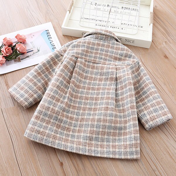Piger plaid trenchcoat børne efterår vinter uld frakke  -10 grader koreansk version af