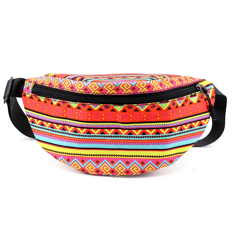 AIREEBAY Printed Leaf Women Waist bags Large Capacity Canvas Fanny Pack with Zipper Female Casual Travel Banana bags: 4268orange