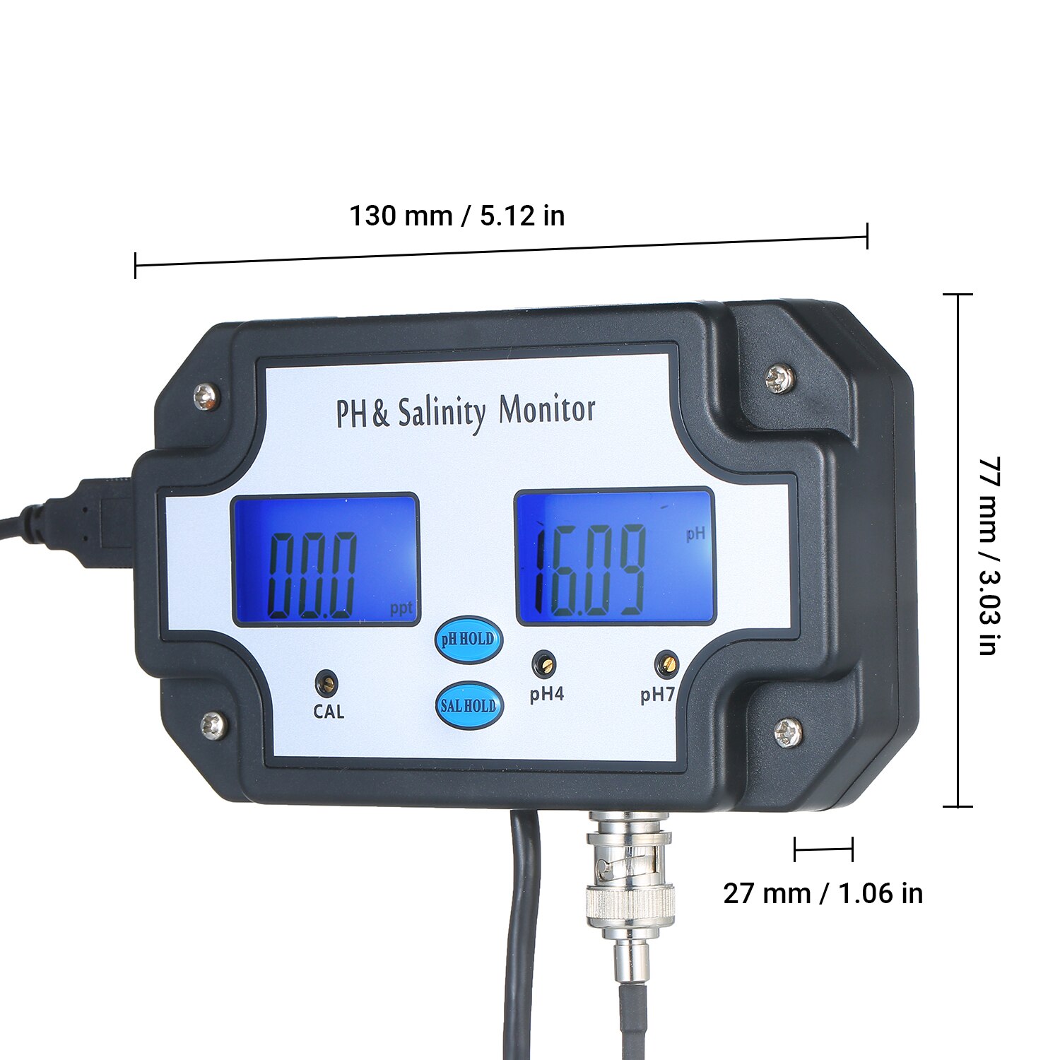 PH/Salinity Meter Water Tester Detector PH & Salinity Monitor 2 in 1 Water Analysis Device PH Meter