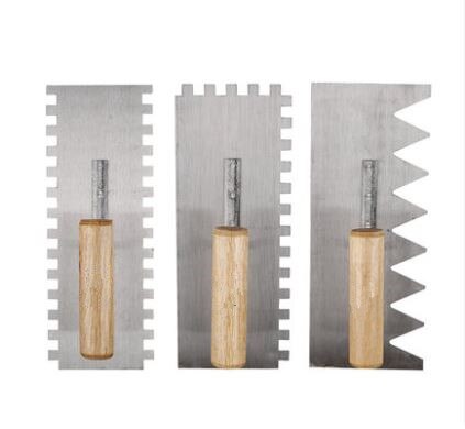 5 verschillende tand vormen van roestvrij stalen messen, met een houten handvat stukadoors troffel structuur beton spatel tool