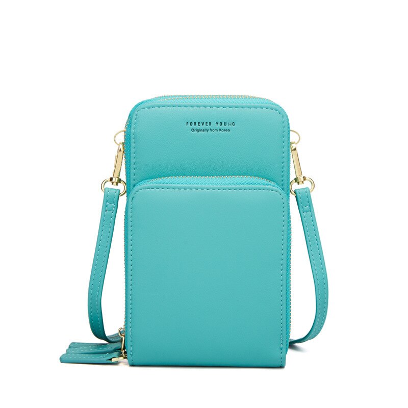 Multi-Function Small Shoulder Bag For Women With Card Cell Phone Pocket Ladies Crossbody Purse Female Messenger Bags: Light Green