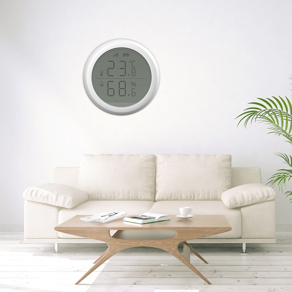 Wireless Building Automation Temperature Humidity Sensor WIFI Battery Powered With LCD Display Multifunction High Accuracy