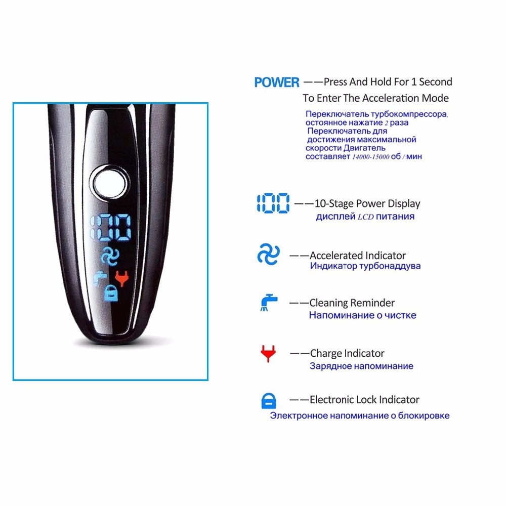 Two speed Turbocharged shaver 3 blade electric shaver face beard rechargeable electric razor for men lithium battery LCD display