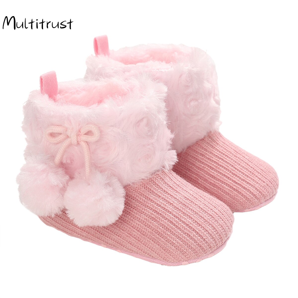 bébé automne hiver bottes bébé fille garçons hiver chaussures solide enfant en bas âge floue balles premiers marcheurs enfant chaussures 0-18M