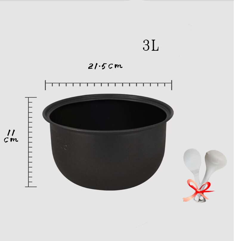 Elektrisk tryckkokare 1.6/3l/4l/5l/6l non-stick pot ris pot inre gall svart svart kristall inre tillbehör spis delar: 3l