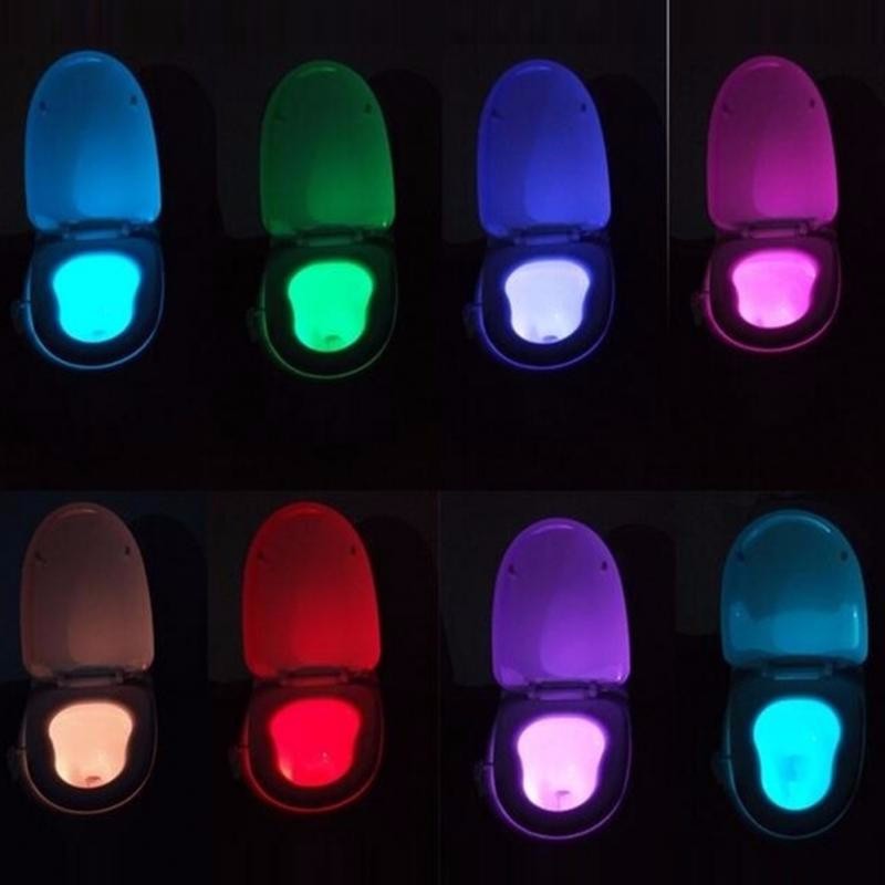 Inteligentna łazienka ruchu wykrywania deska klozetowa lampka nocna 8 kolory robić muszli klozetowej lampa doprowadziło WC lampka nocna włączanie/wyłączanie