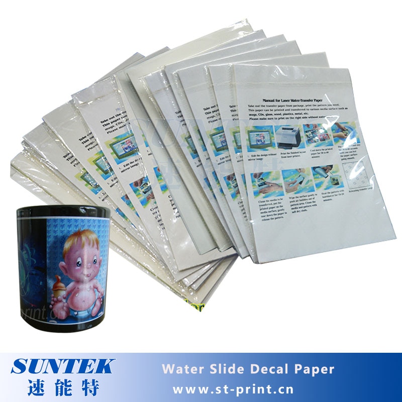 10 stk / lot inkjet vandrutschebane mærkat papir  a4 størrelse hvid farve vandoverførselspapir til keramisk papel transferencia agua