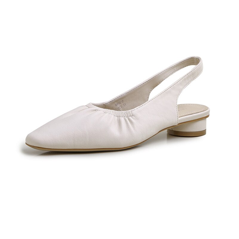 Meotina kvinnor pumps veckade lågklackade slingbacks skor fyrkantig tå blockklackar klänning kvinnliga skor sommar aprikos beige 34-39: Beige / 4