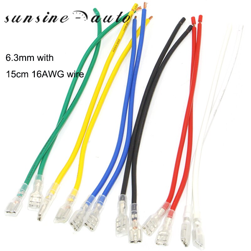 Terminales de crimpado hembra de empalme de cable de 2,8mm, 4,8mm y 6,3mm con cable de 15CM para coche, bicicleta, etc. 12 Uds.