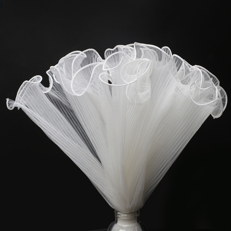 25cm*5yard Spray Yarn Flower Packaging Wave Gauze Lace Gauze Flower Shop Bouquet Floral Flower Packaging Material Net: White