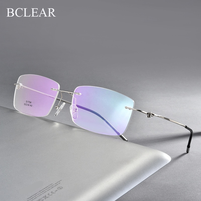 Rimless Spect Frame Alloy Rimless Unisex Eyeglasses Frames Men Women U... – Grandado