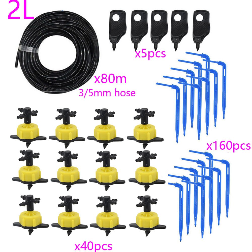 100 M 2LPH Druk Compensatie Emitter Watering Kits Voor Landbouw Greenhouse Irrigatie Watering Systeem Voor Pot Tuin Gazon: 80m