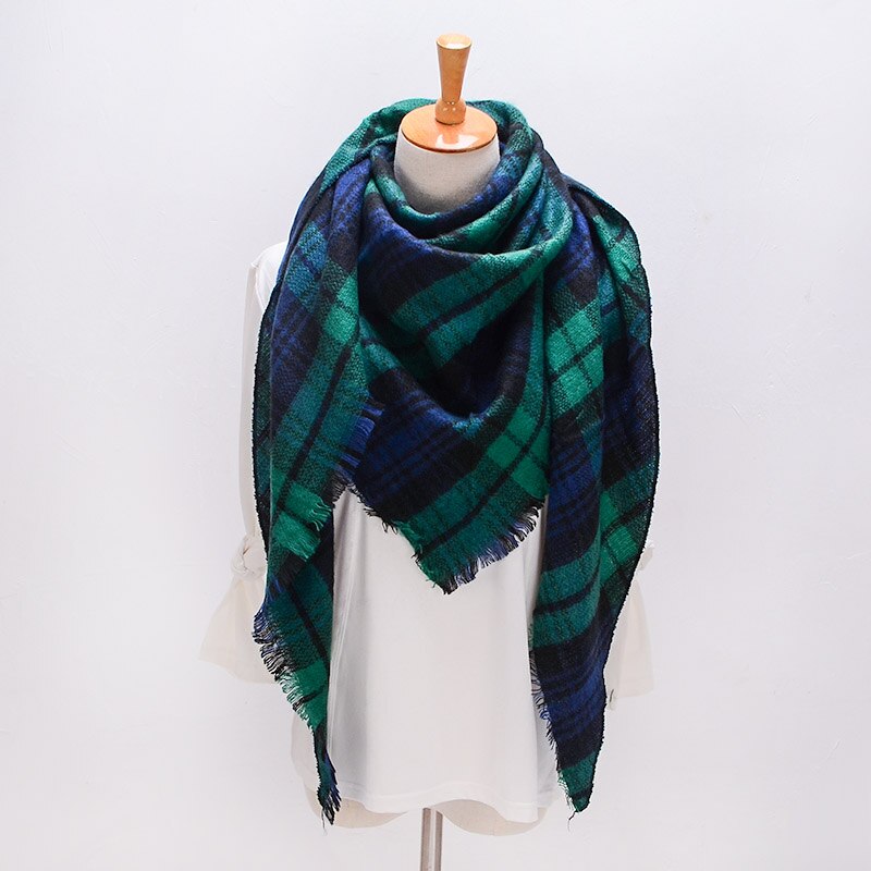 Écharpe triangulaire hijab d'été pour femmes, châle de marque en cachemire à carreaux, couverture  xs027-5: Style 3