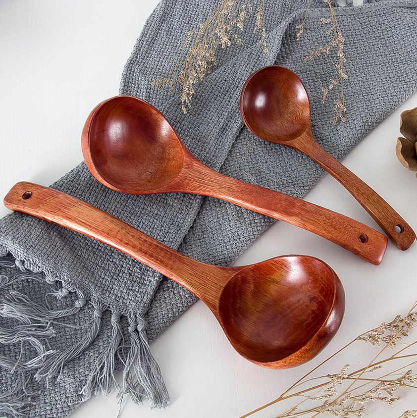 Japanese wooden spoon long handle soup spoon household porridge spoon large soup spoon