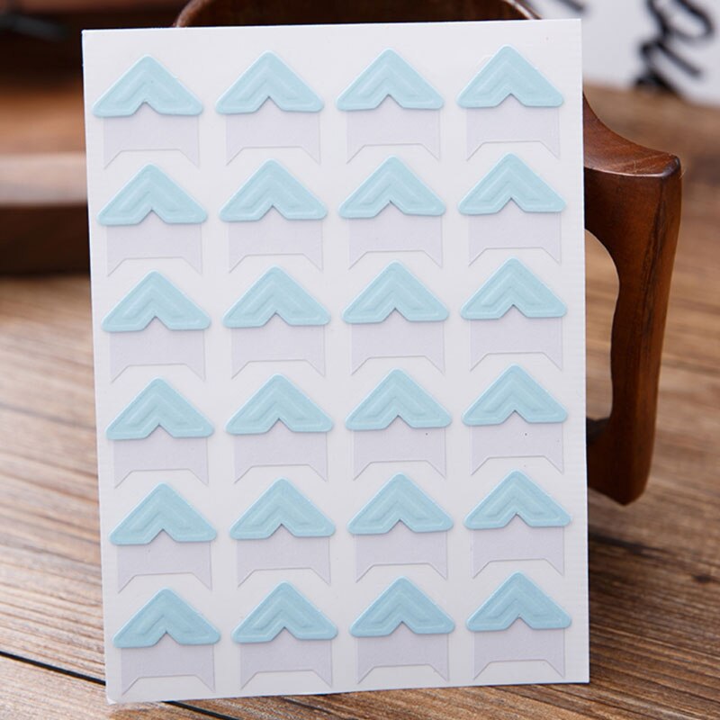 240 Stks/partij (10 Vellen) hoek Kleurrijke Papier Stickers Fotoalbums Frame Decoratie Diy Thuis Foto 'S Handwerk 6 Col: Blue