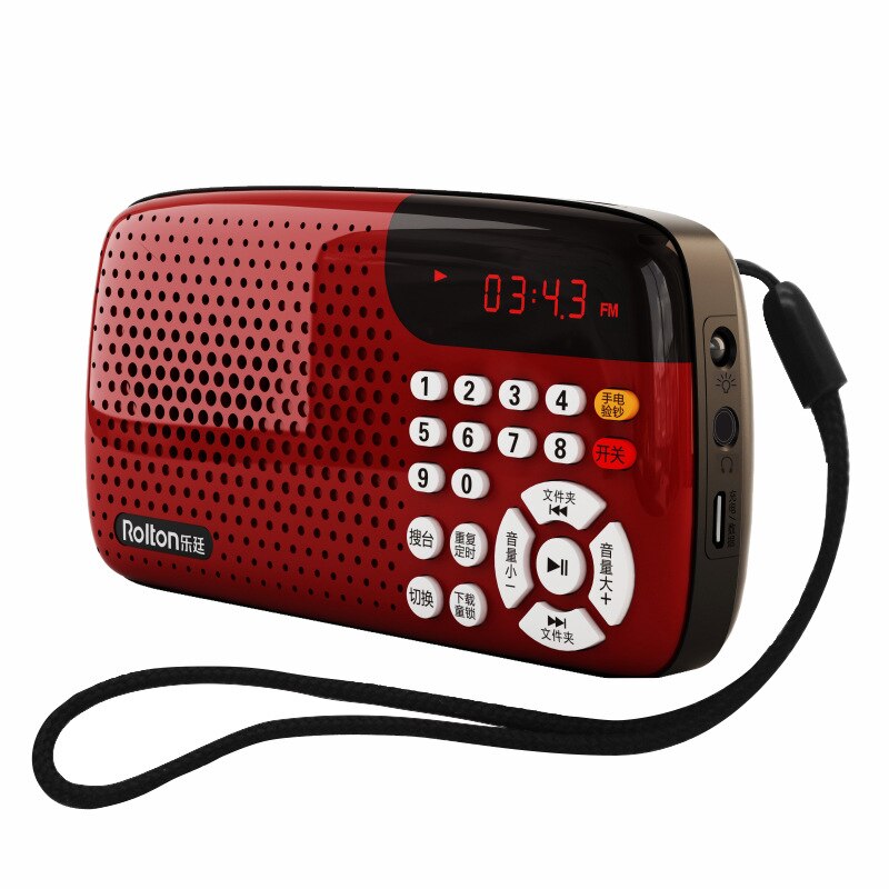 MINI Version Card Speaker LED Display Portable Speaker Tone USB&amp;TF Radio Morning Exercise Singing Machine for the Elderly: Red