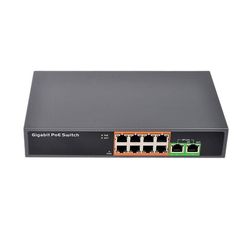 Poe Netwerk Ethernet Switch PSE1008G 8 + 2 Alle Gigabit Poe Switch 150W Power IEEE802.3Af/At Poe Netwerk schakelaar (Us Plug): Default Title
