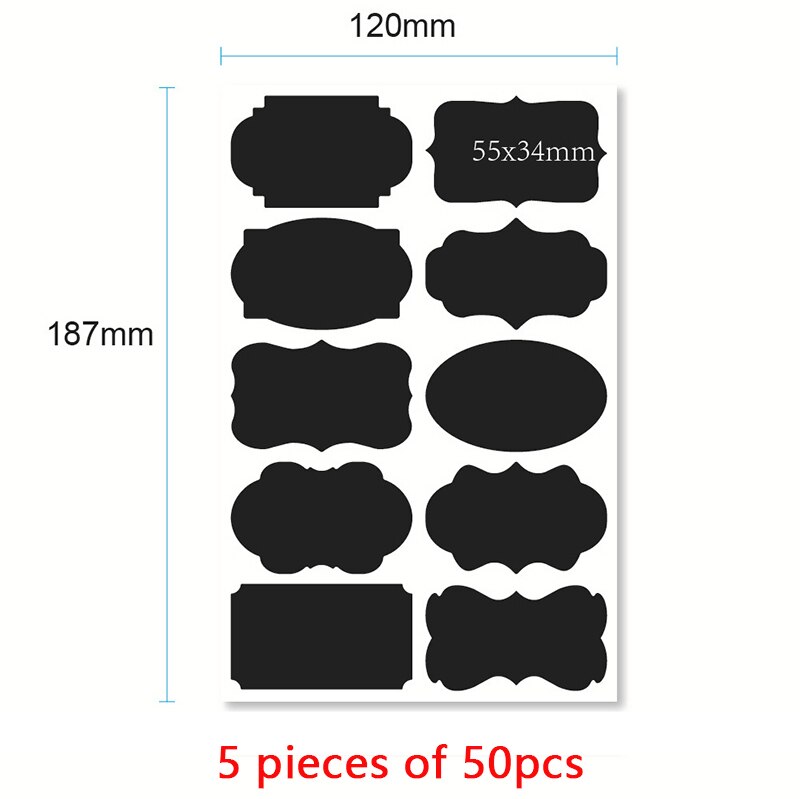 40/50/105Pcs Schoolbord Stickers Black Spice Stickers Label Voor Keuken Jar &amp; Fles Containers Verwijderbare Krijtbord sticker: 50pcs 5.5x3.4cm
