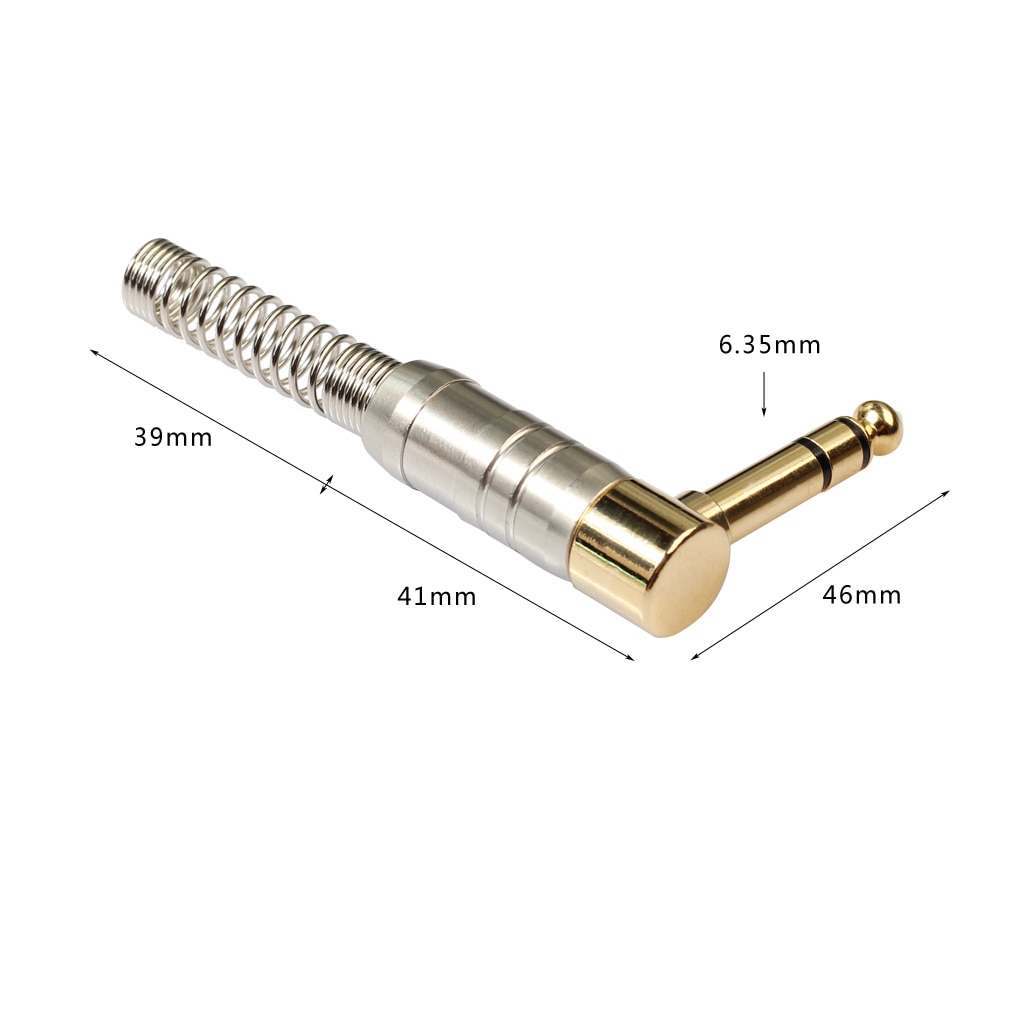 Rexus forgyldt 90 grader 6.35mm jack hanstik stereostik til mikrofon 1 stk 2 stk 10 stk
